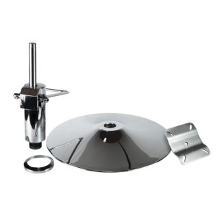 Conjunto 135 - Hidráulico 135mm com Base Redonda Cromada (Ø520mm) e Flange 14cm para Cadeira de Cabeleireiro